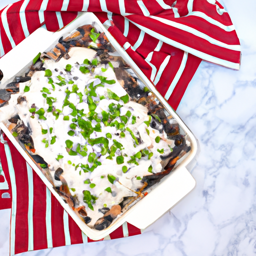 Lagvis kylling- og svartebønneenchiladagratin