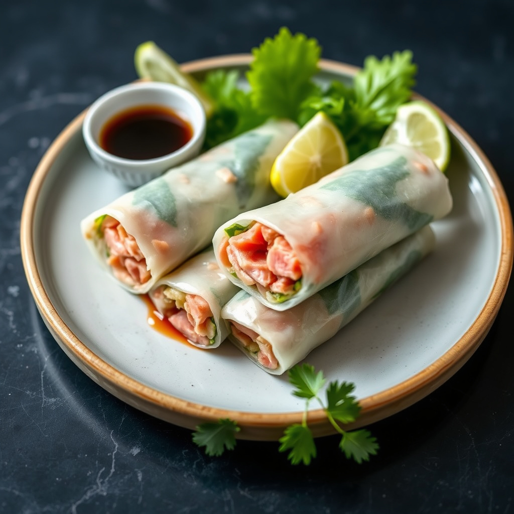 Sjeldne tunfisk-ruller med lime og soyasaus