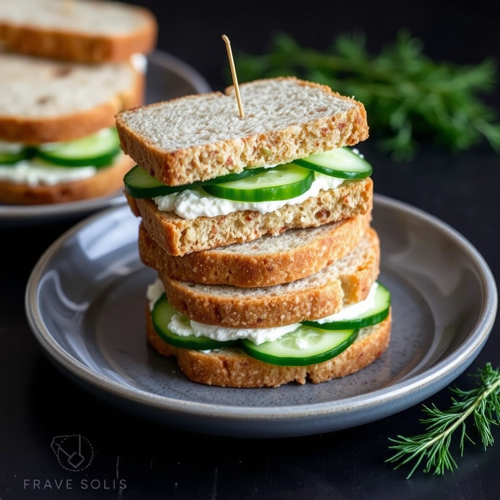 Agurk- og sitron-dill kremost-te-smørbrød