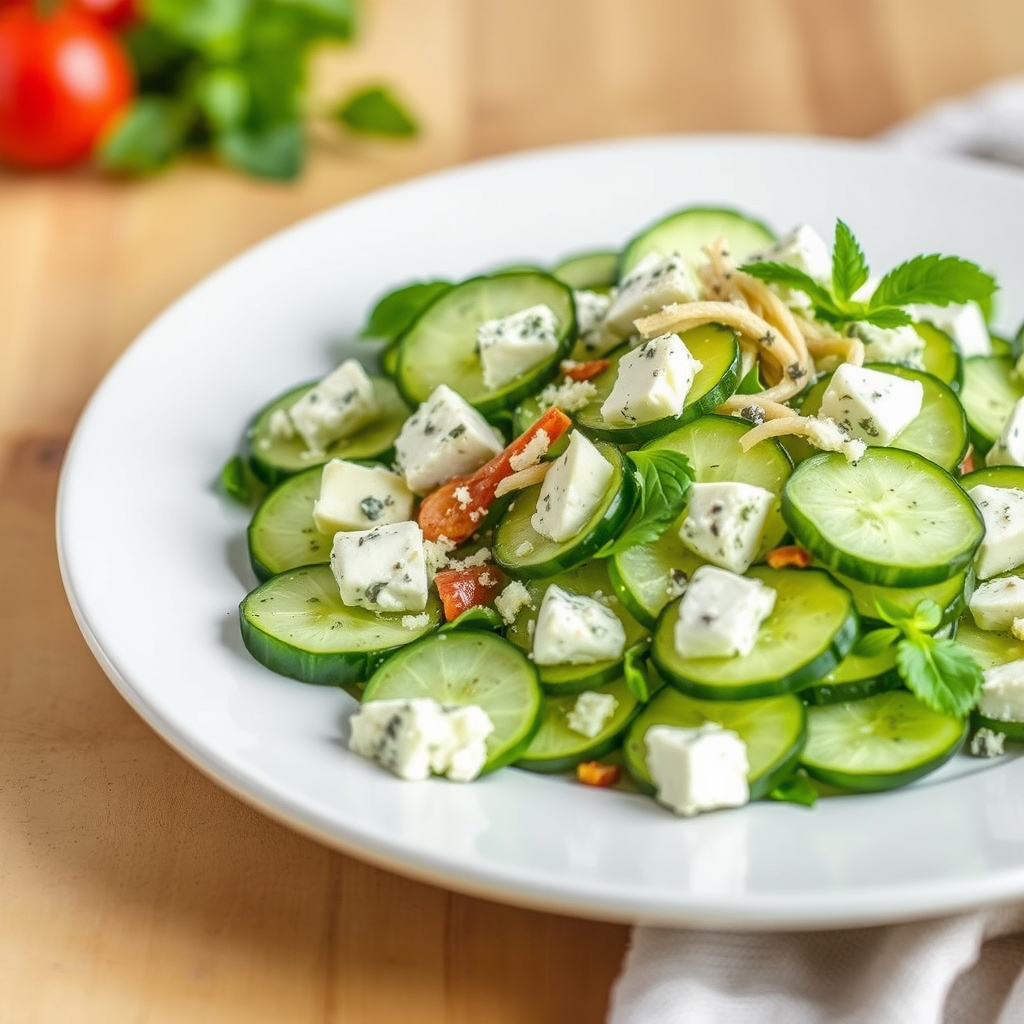 Agurksalat med blåmuggost