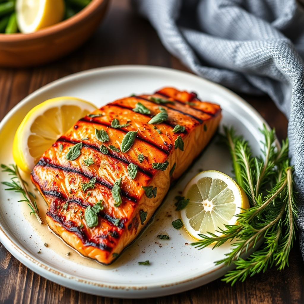 Alder Grillet fersk Alaskansk konge-laks med en lett einer- og salvie-marinade