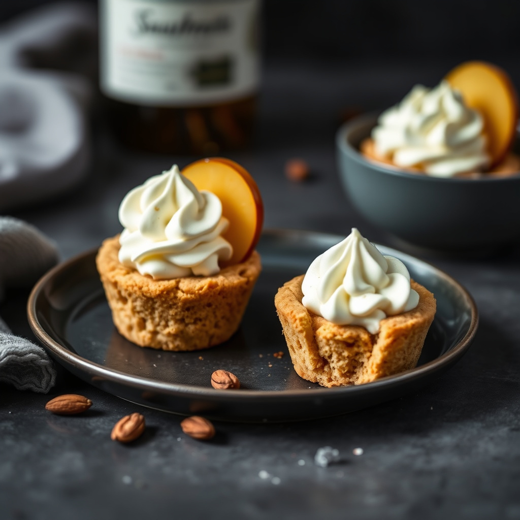 Almond Cookie Cups med Sauternes-dampede epler og frossen Sauternes-mousse