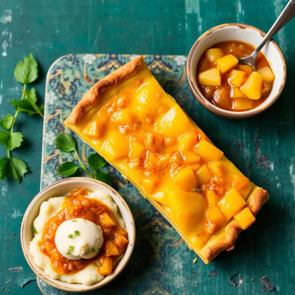 Aloo Pie med eple- og mangochutney