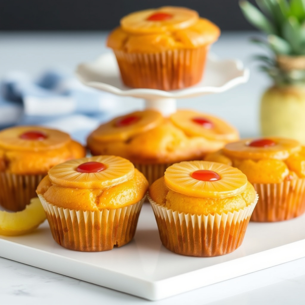 Ananas-muffins med snudd topp