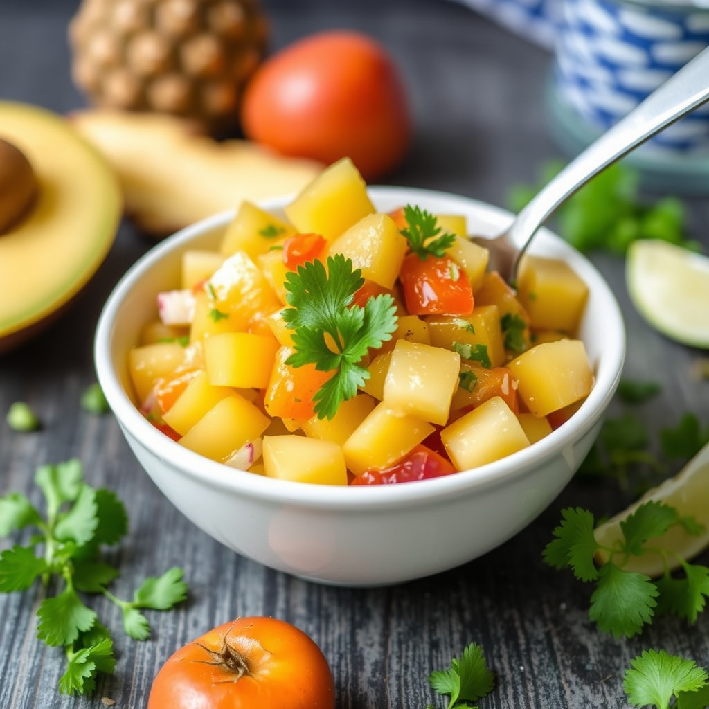 Frisk ananas- og aprikossalsa