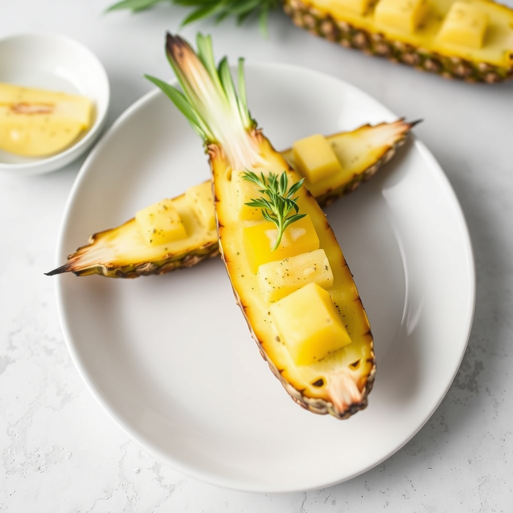 Friske ananasbåter med rom (valgfritt)