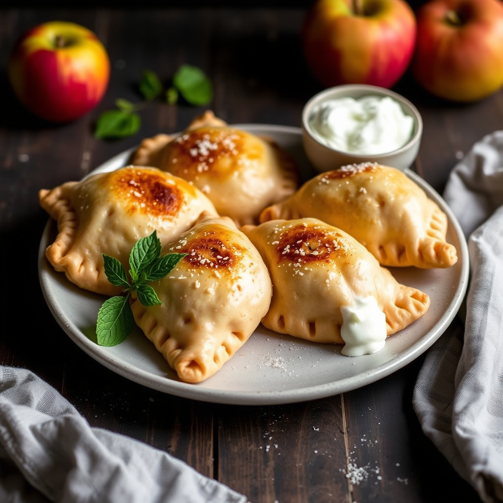 Apple-empanadas med mandelpastrykrem