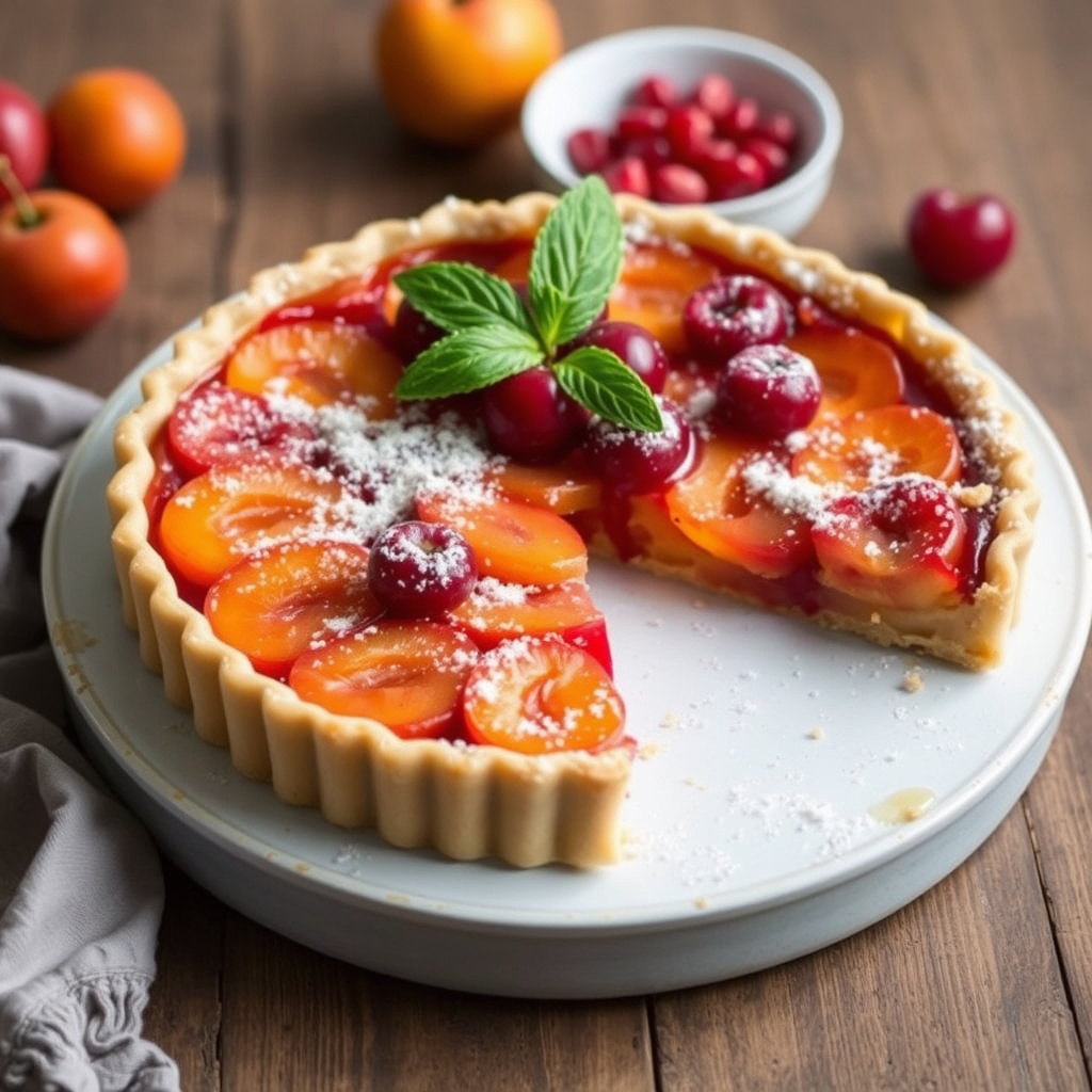 Aprikos- og kirsebærlandskage