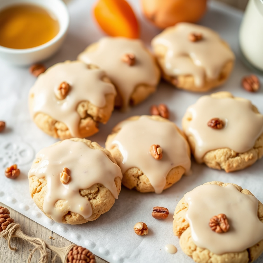 Aprikos- og nøttekjeks med amaretto-glasur