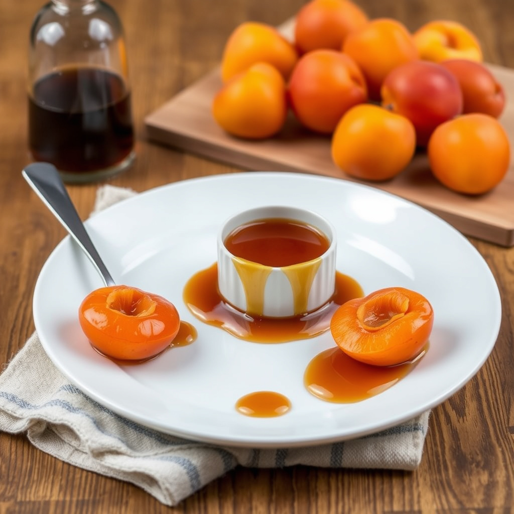 Fylte aprikoser med amaretto-sirup