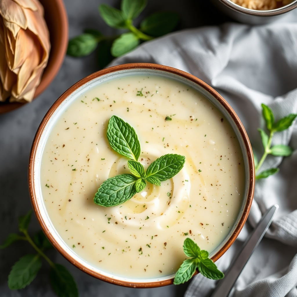 Artisjokksuppe med fersk mynte