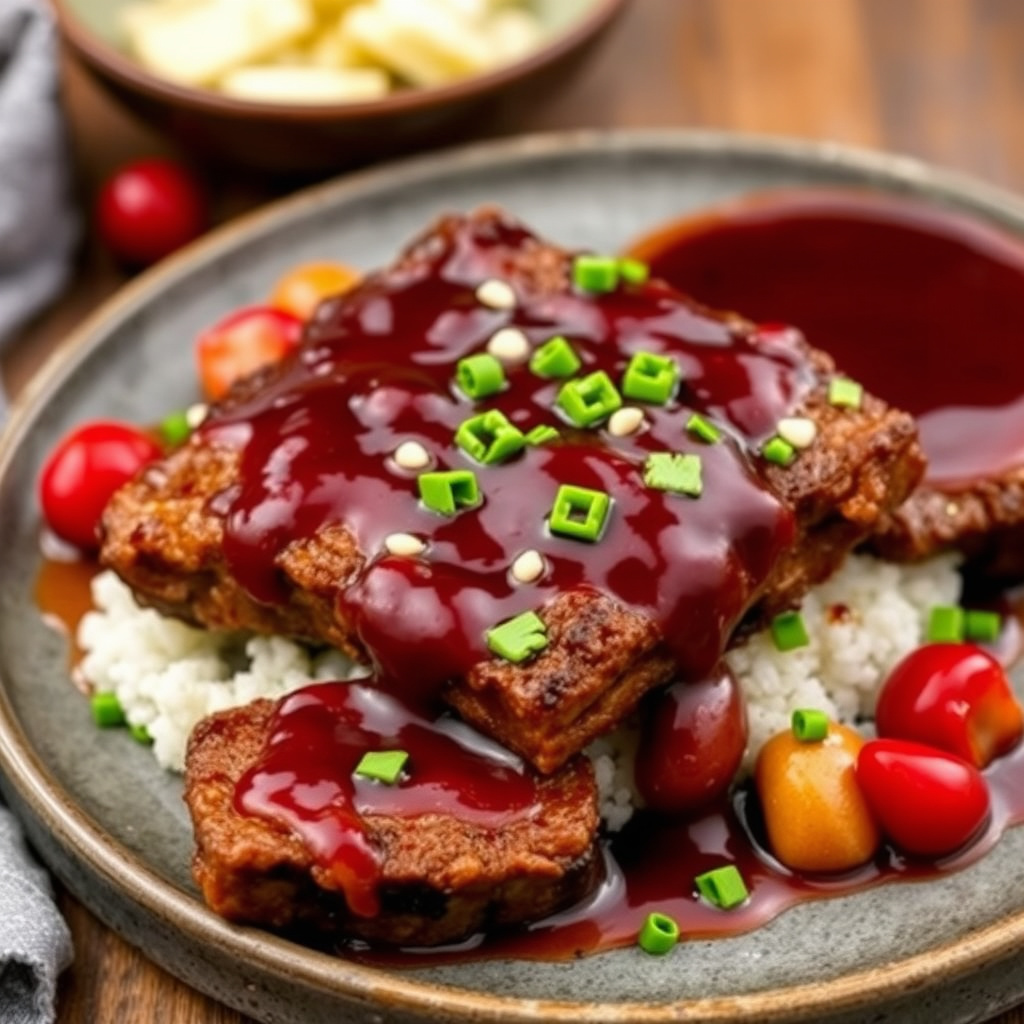 Asiatisk braisert short ribs med tranebær-teriyaki glasur