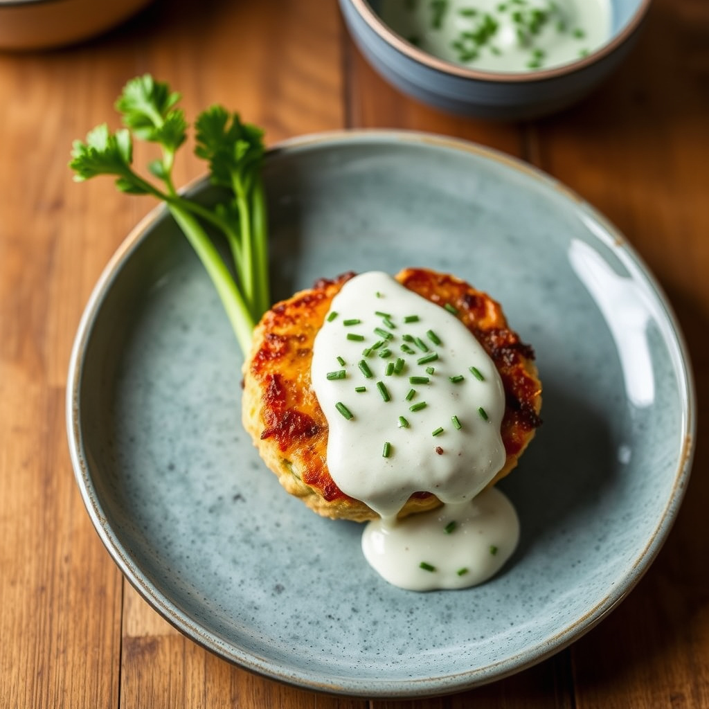 Asiatiske laksekaker med sesam-wasabi-krem