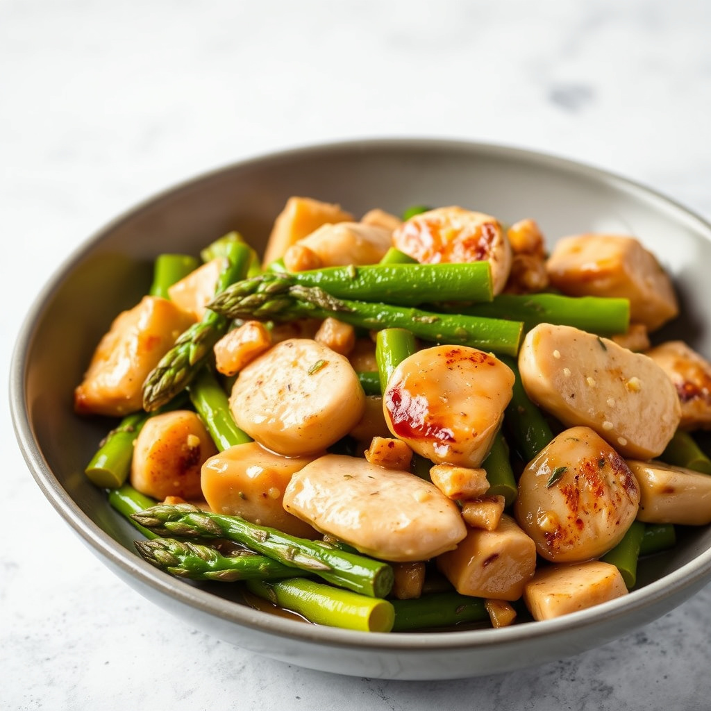 Asparges- og kyllingwok