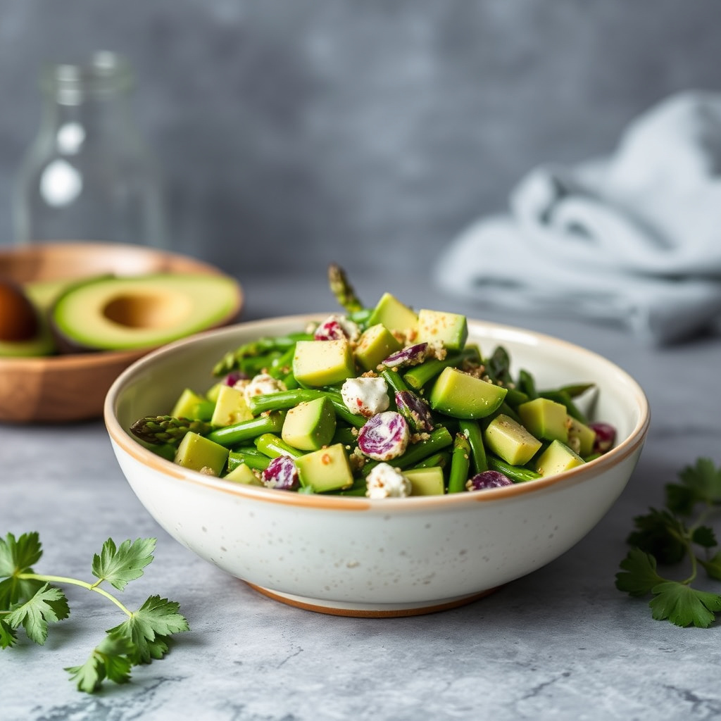 Frisk aspargessalat med avokado og mynte