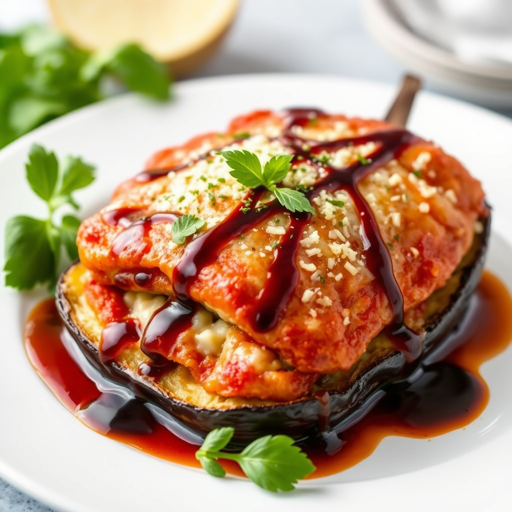 Aubergine Parmesan med balsamico-glaze