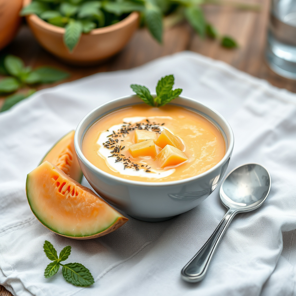 Avkjølt melonsuppe med mynte