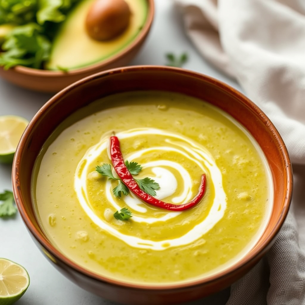 Avokado- og lime-suppe med chipotle-chili