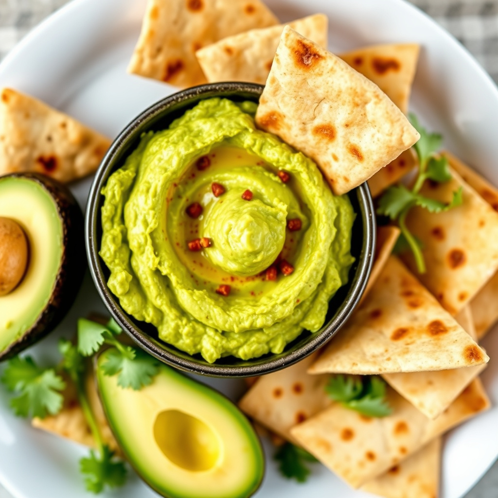 Avokadohummus med sprø pitachips