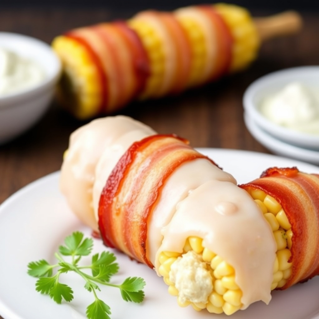 Baconinnpakket maiskolbe