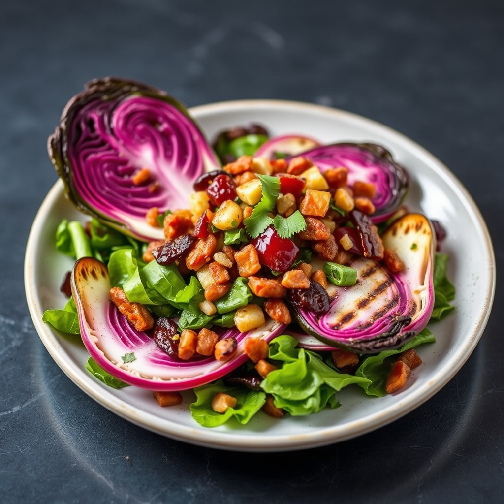 Baconsennepsvinaigrette med grillet radicchio