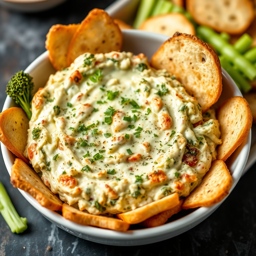 Bakt artisjokk- og brokkolinidip