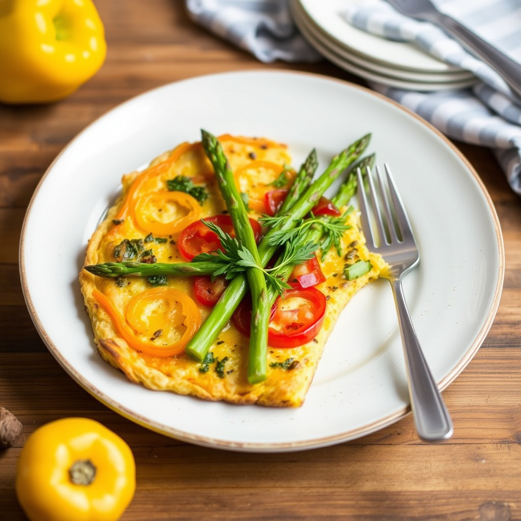 Bakt asparges- og gulpepperfrittata