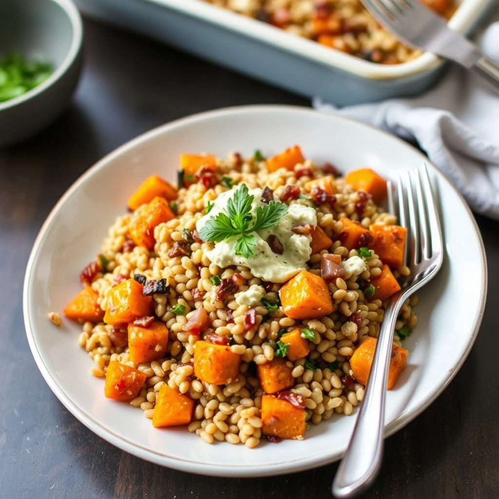 Bakt farro og butternut squash