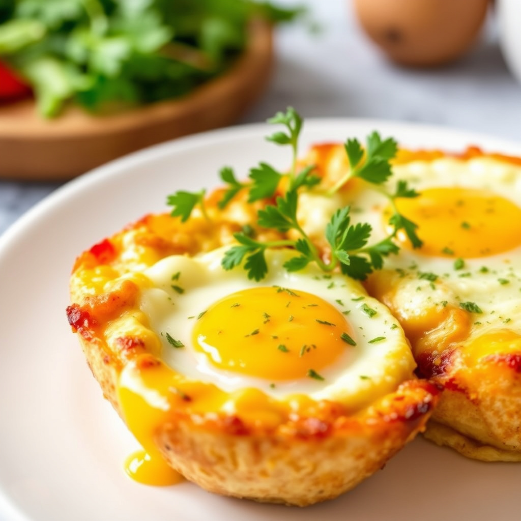 Bakte egg med cantal-ost