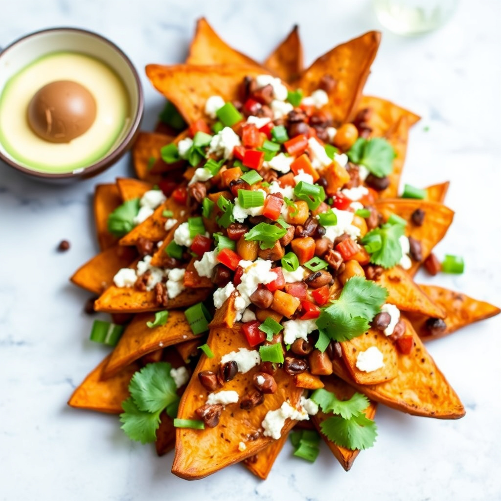 Bakte nachos med ovnsbakte søtpoteter