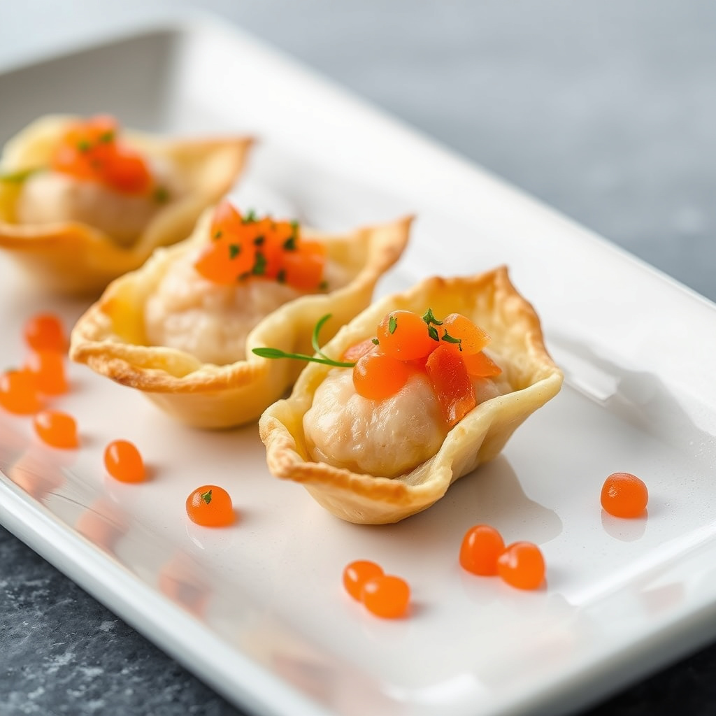 bakverk av skjell med laksesalat