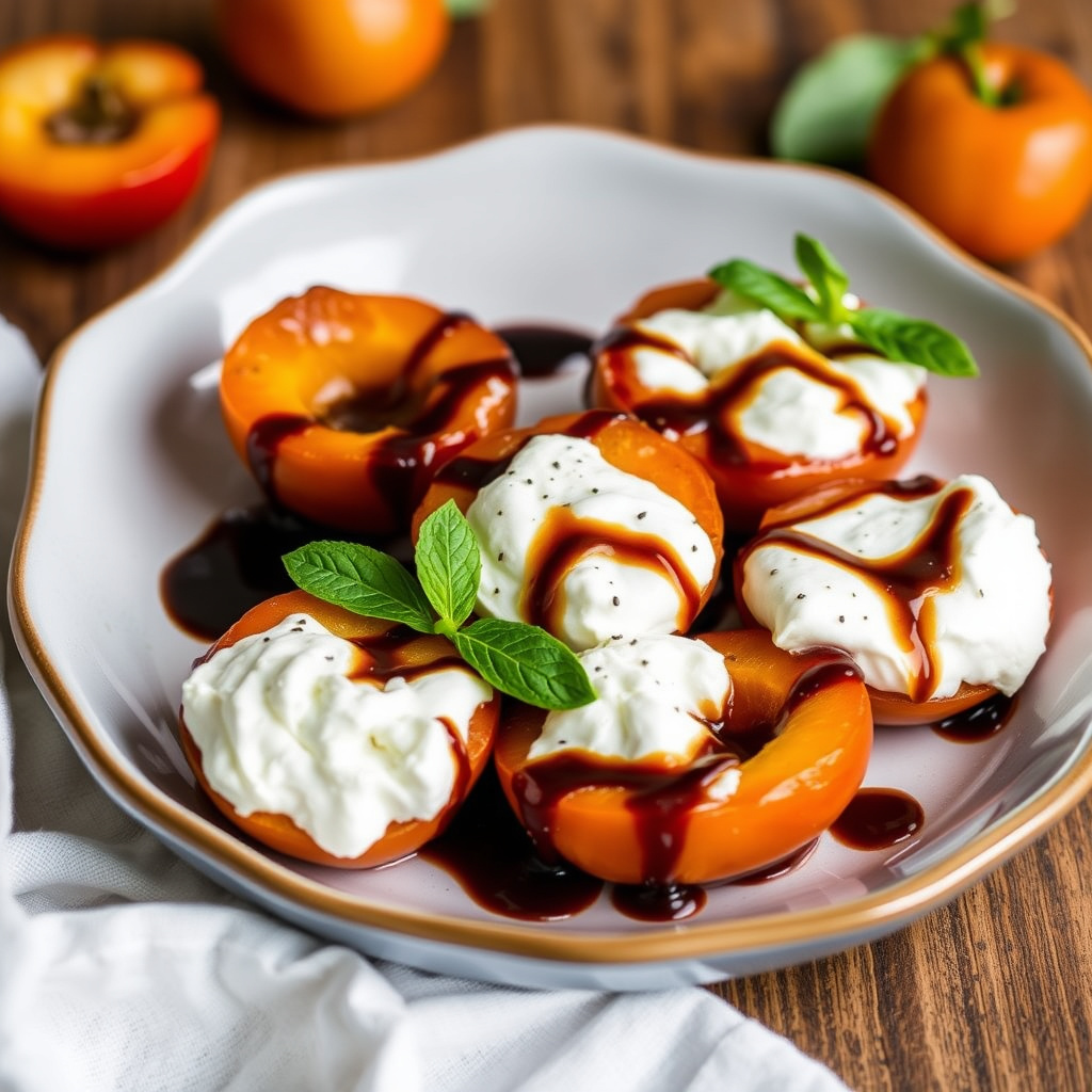 Balsamico-glaserte aprikoser med ricottaskyer