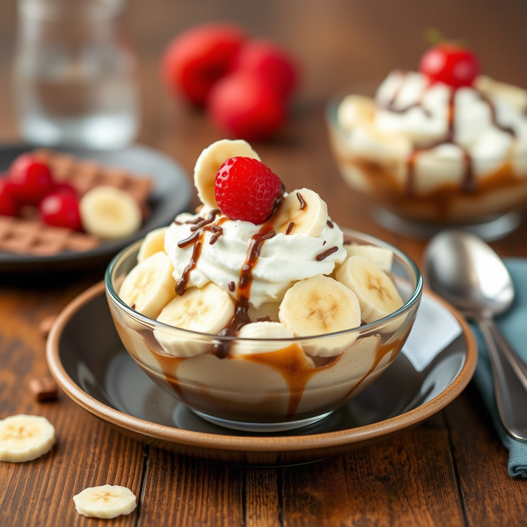 Banan- og fudge-sundaes