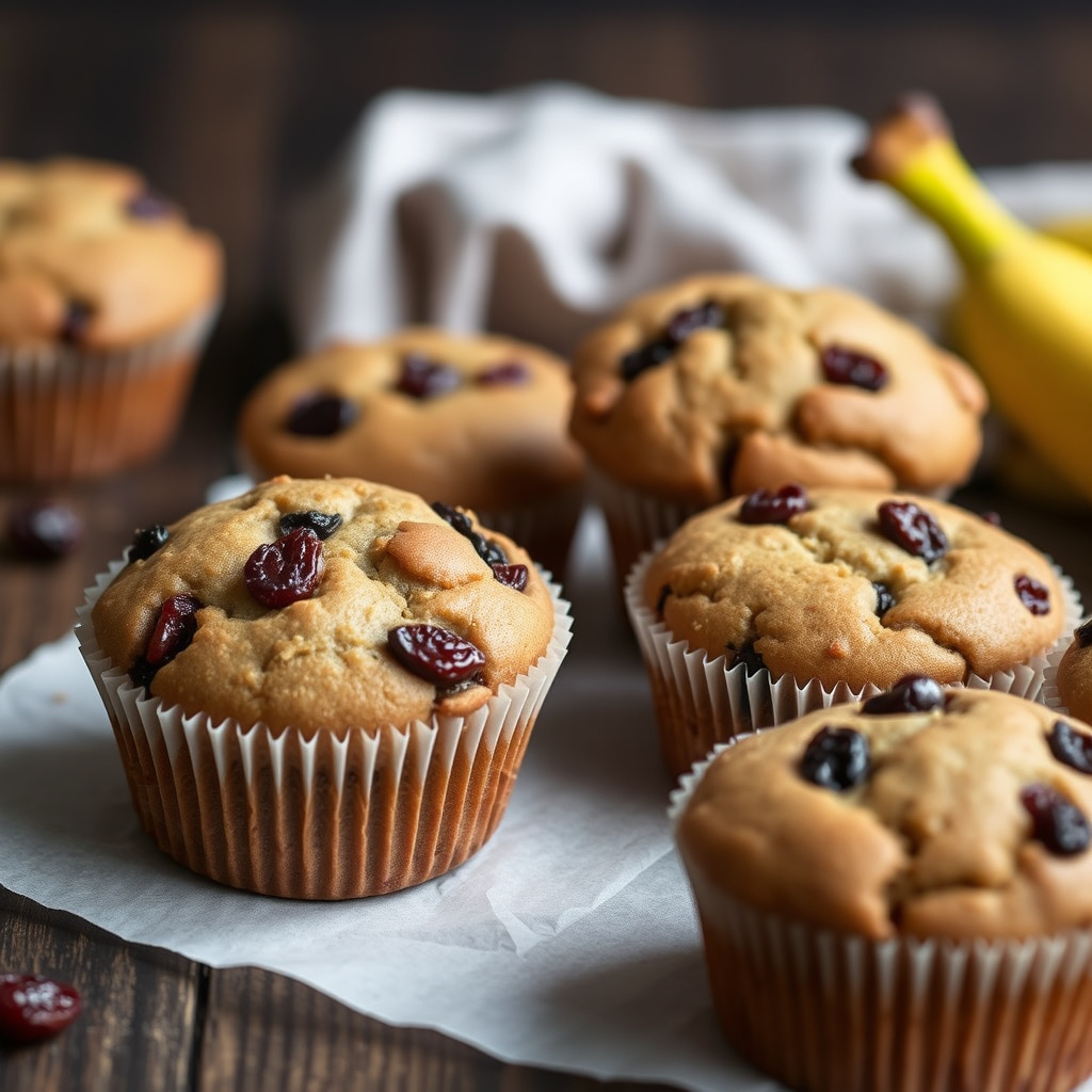 Banan- og plommemuffins