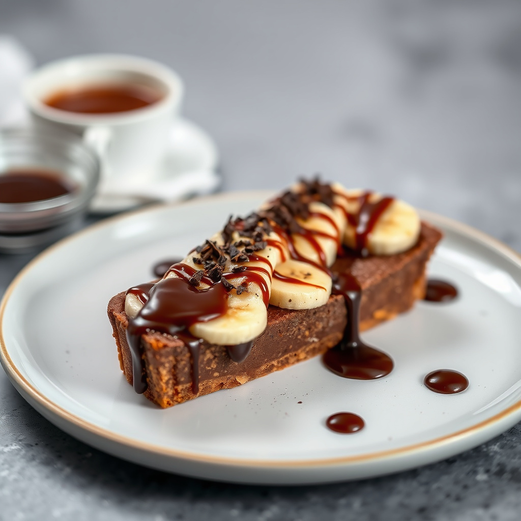 Banan- og sjokoladetærte med karamell- og sjokoladesaus