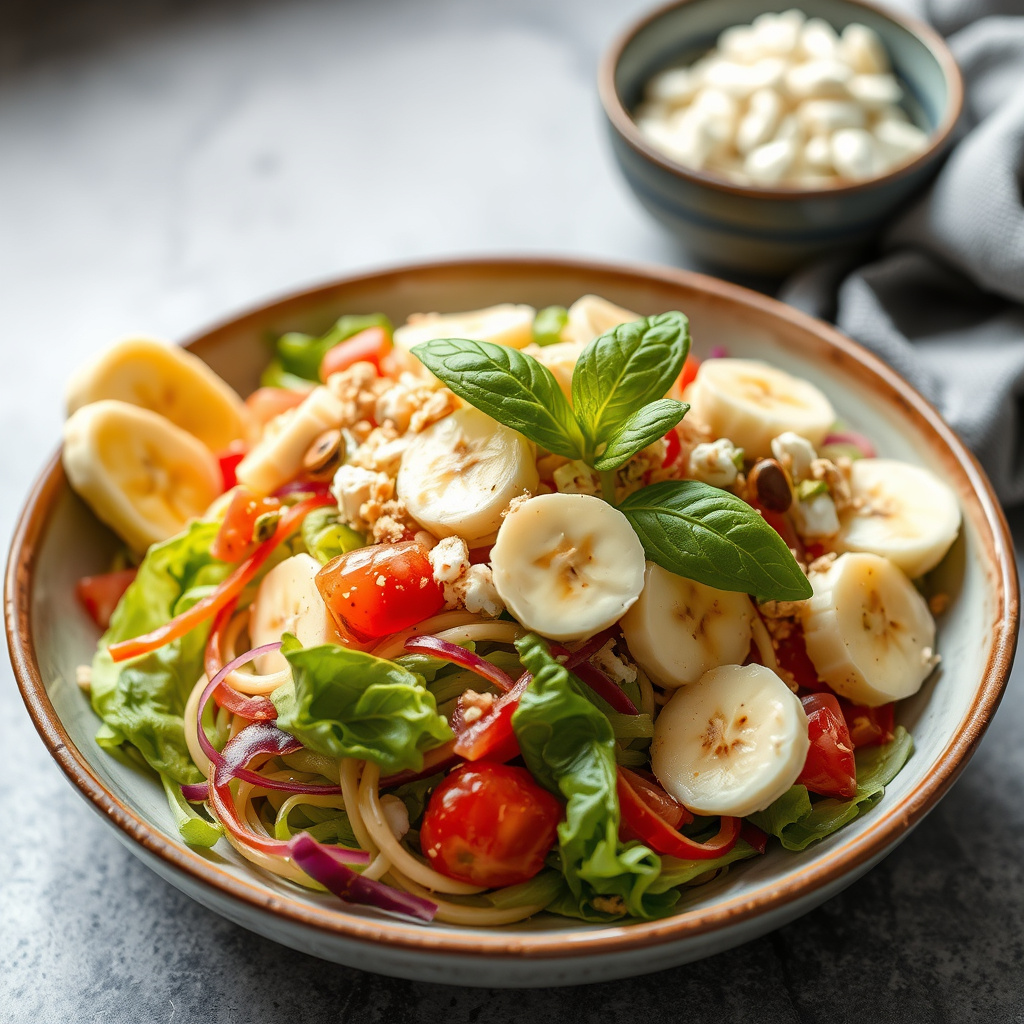 Frisk bananblomstsalat med kylling