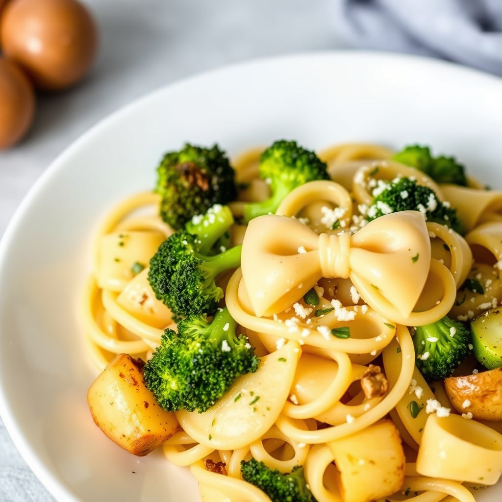 Båndpasta med brokkoli og poteter