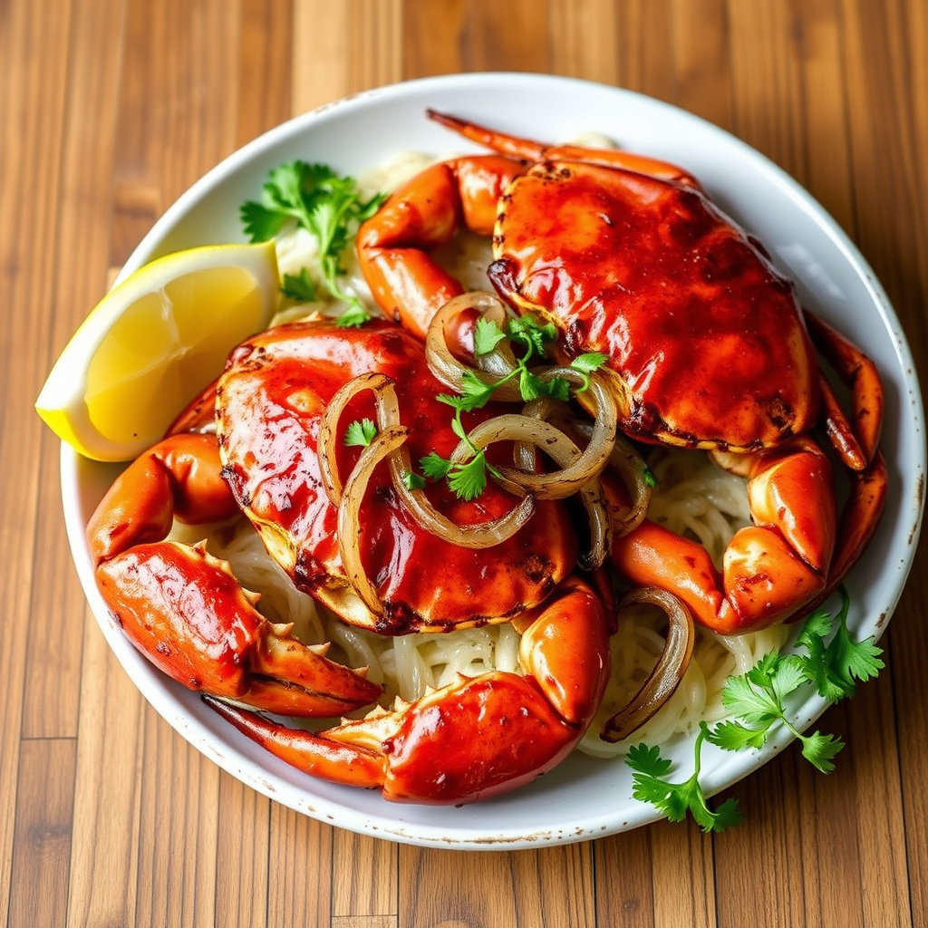 BBQ-Myke skjellkrepser med grillede Vidalia-løk