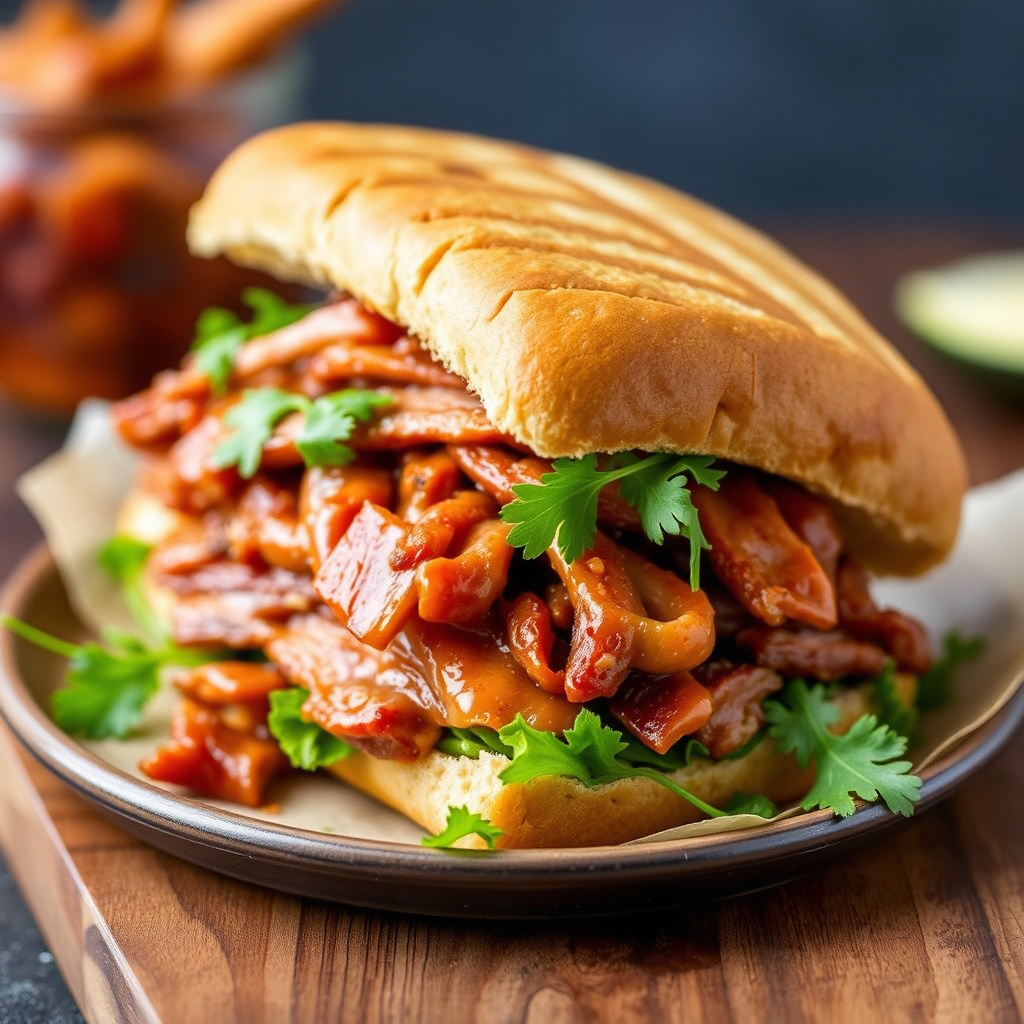 BBQ-svinekjøttpanini-sandwich