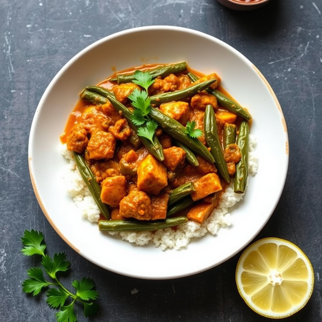 Bhindi Masala (Krydret okrakurry)