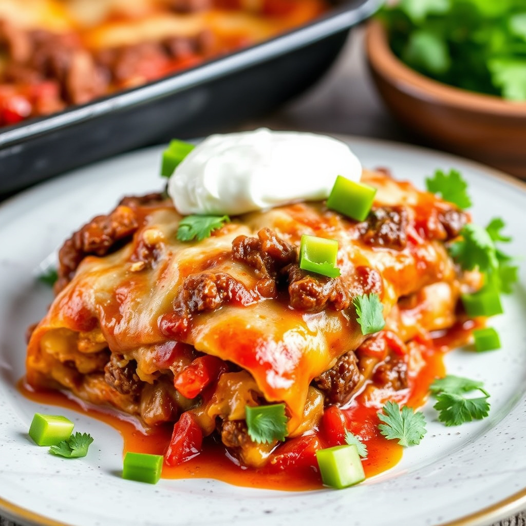 Enchiladas med braisert okseribbe og tomatillosalsa