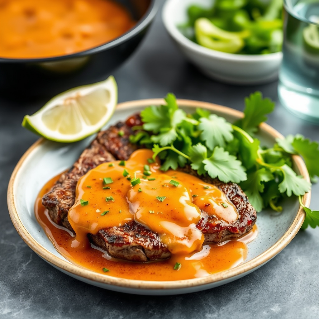 Biff med chili- og key lime-saus