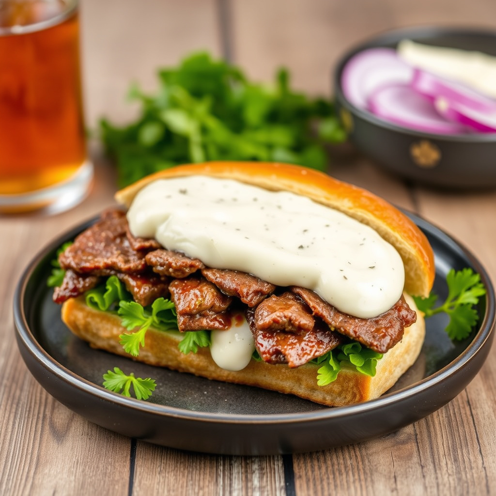 Biff- og pepperrotkrem-sandwich