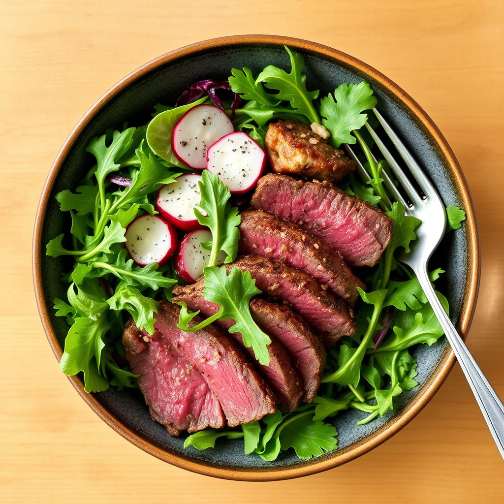 Biff Tagliata med radicchio og ruccola