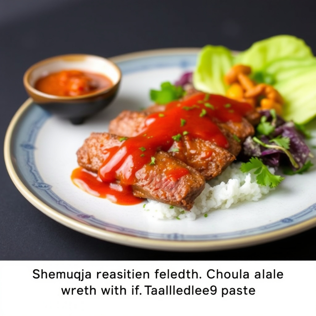 Bifffilet marinert i Cholula-hot saus med tamale og achiote-paste