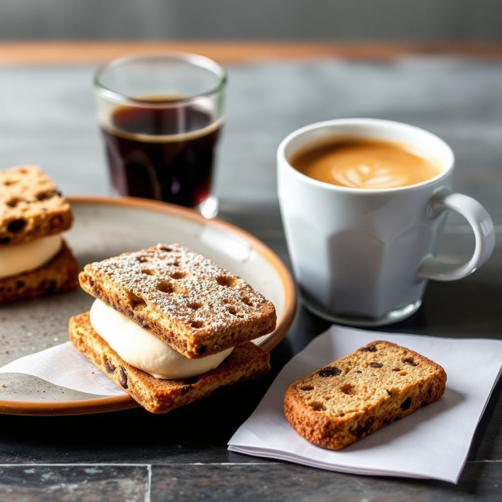 Biscotti- og gelatosandwich med espresso