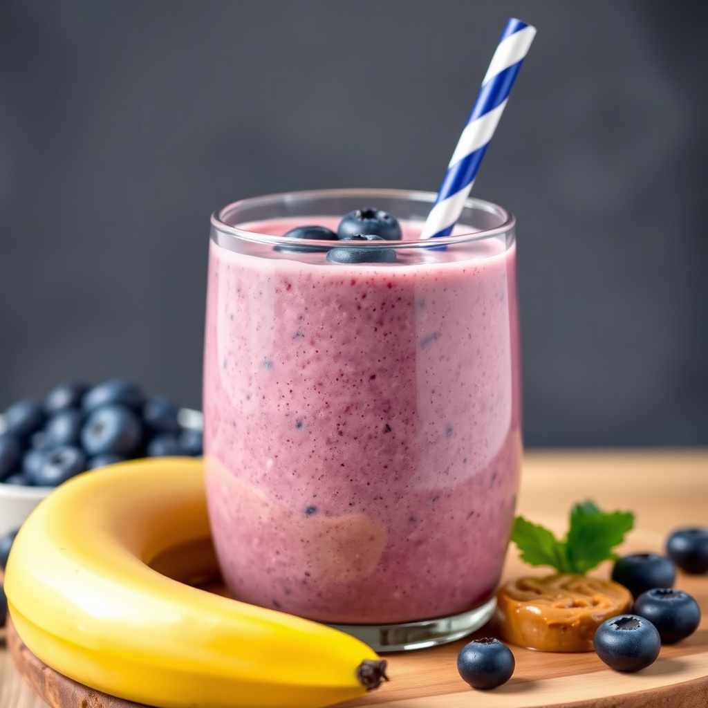 Blåbær-, banan- og peanøttsmør-smoothie