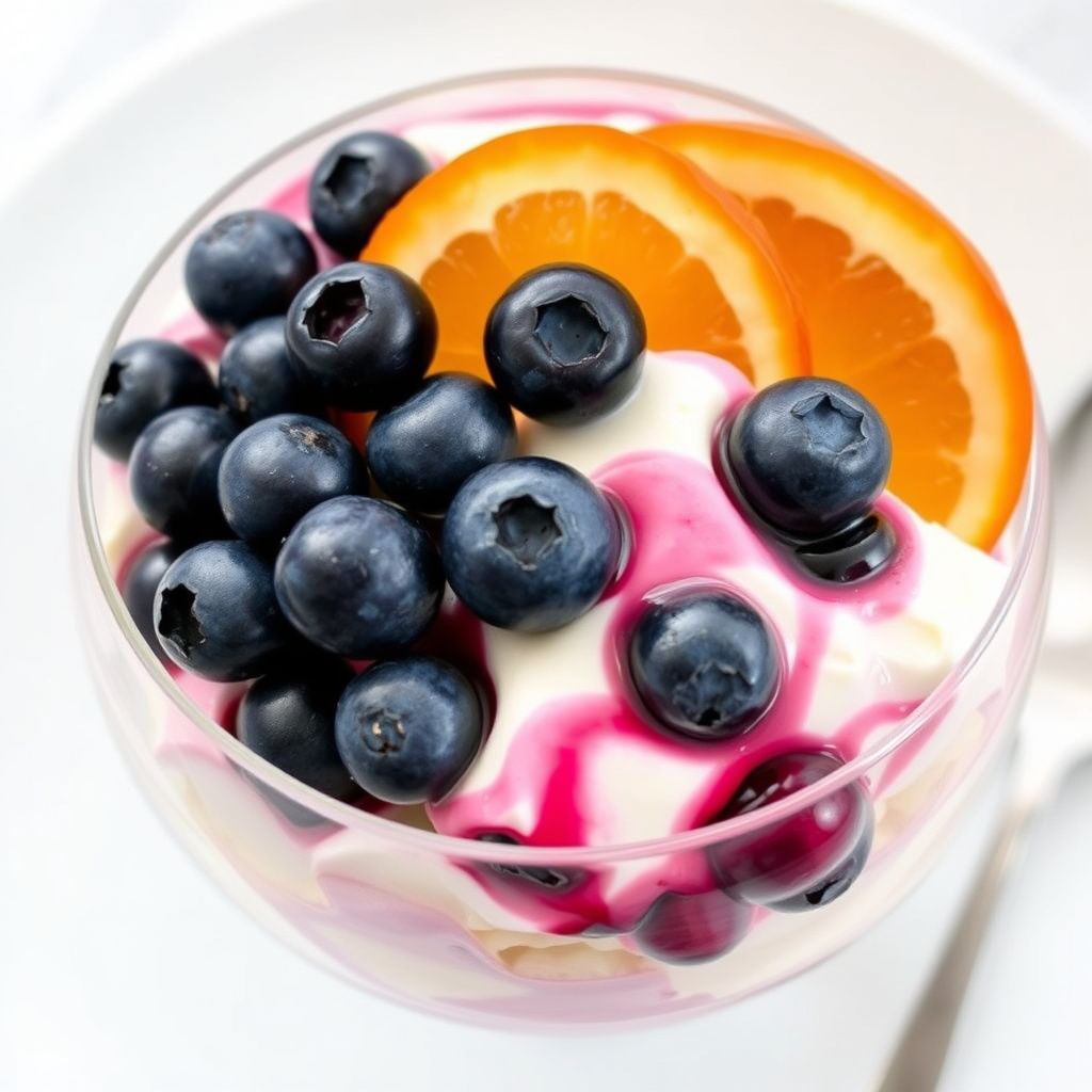 Frisk blåbær- og appelsintrifle