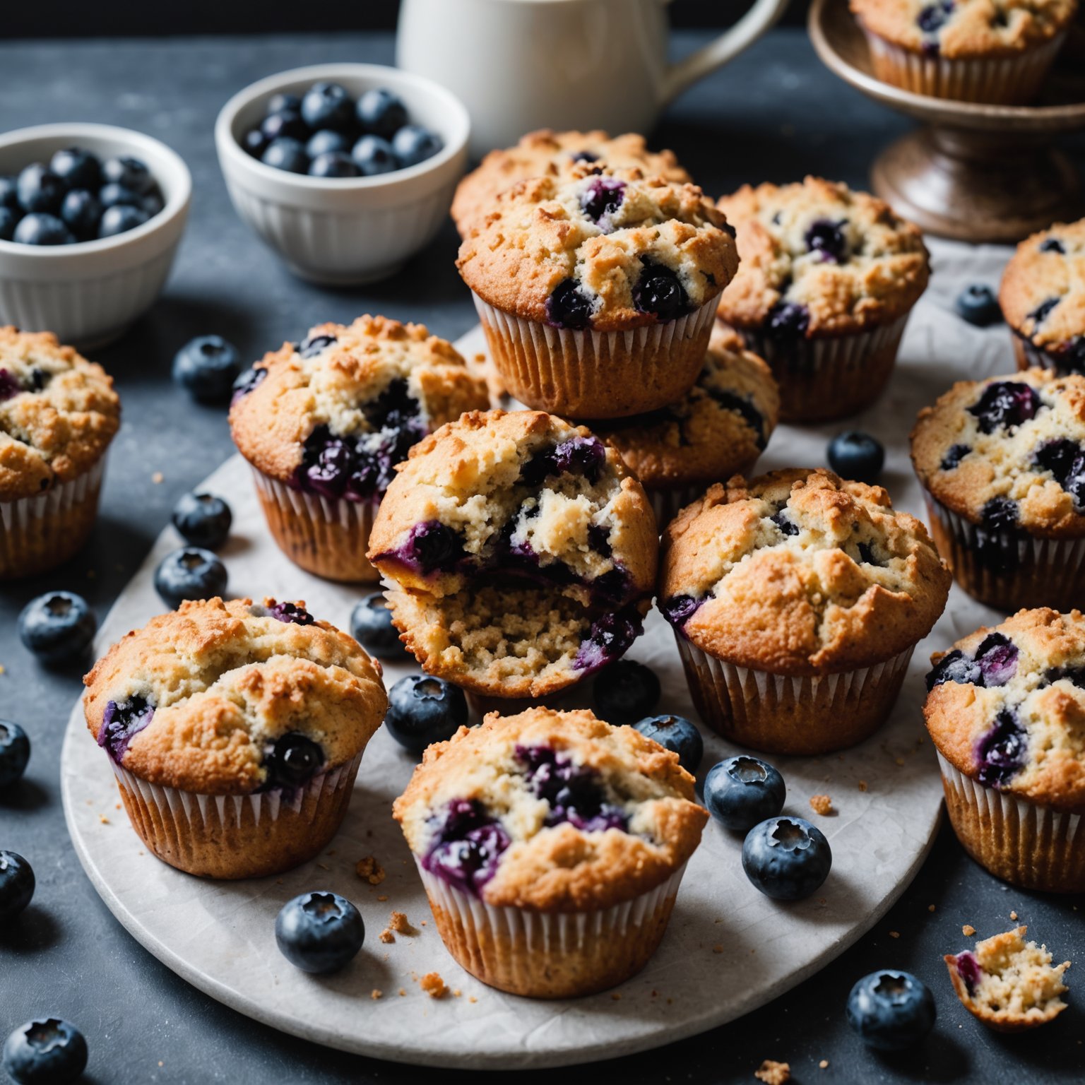 Blåbærmuffins med streusel-topping