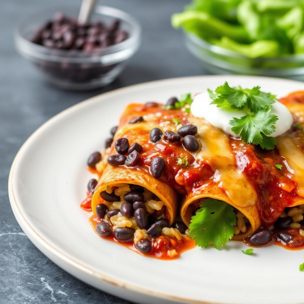 Black Bean and Rice Enchiladas
